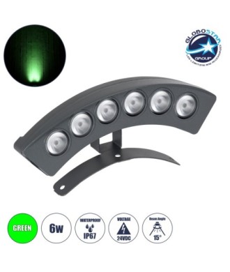 GLOBOSTAR® TREEPLANTE 90458 Κυρτή Μπάρα Φωτισμού Wall Washer για Φυτά - Δέντρα LED 6W 510lm 15° DC 24V Αδιάβροχο IP67 Πράσινο Dimmable - Bridgelux SMD Chip - Γκρι Ανθρακί - Μ17.5 x Π4.5 x Υ8cm - 3 Χρόνια Εγγύηση